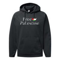 Palestine Free Palestine Free Gaza Heart Performance Fleece Hoodie