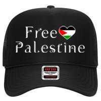 Palestine Free Palestine Free Gaza Heart High Crown Mesh Back Trucker Hat