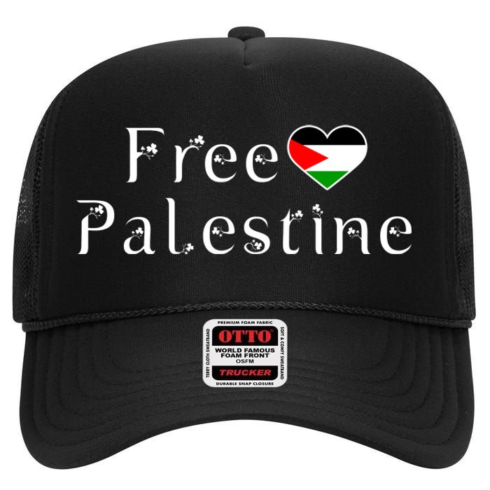 Palestine Free Palestine Free Gaza Heart High Crown Mesh Back Trucker Hat