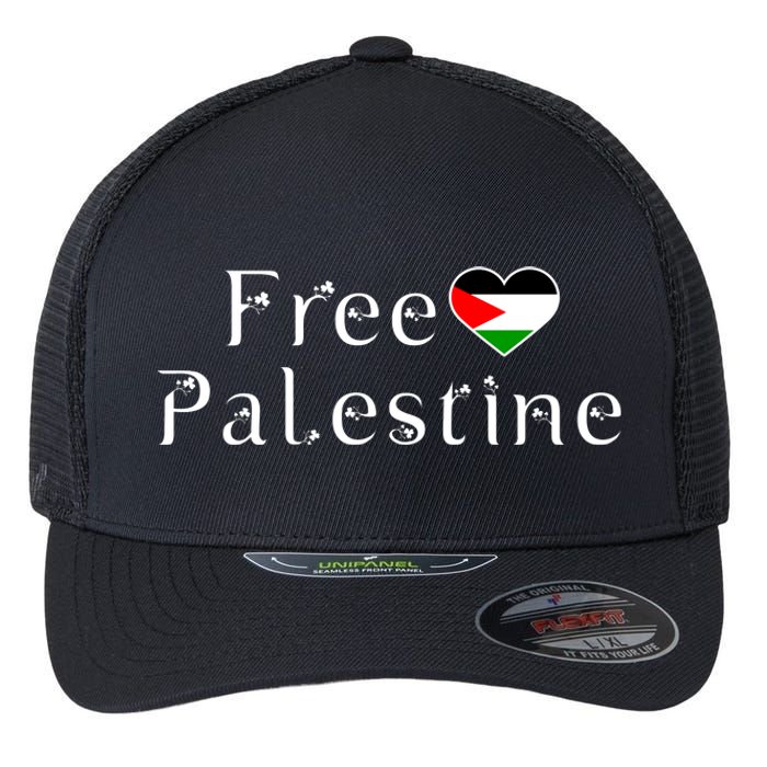 Palestine Free Palestine Free Gaza Heart Flexfit Unipanel Trucker Cap