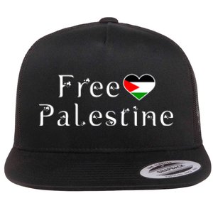 Palestine Free Palestine Free Gaza Heart Flat Bill Trucker Hat