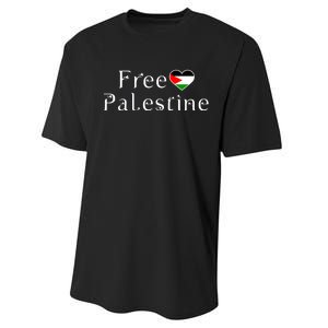 Palestine Free Palestine Free Gaza Heart Performance Sprint T-Shirt