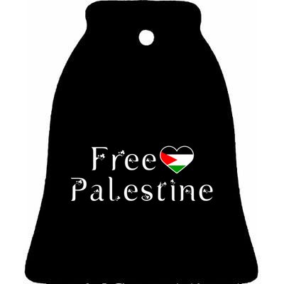 Palestine Free Palestine Free Gaza Heart Ceramic Bell Ornament