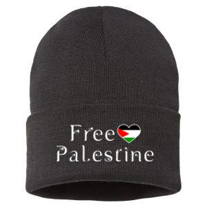 Palestine Free Palestine Free Gaza Heart Sustainable Knit Beanie