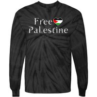 Palestine Free Palestine Free Gaza Heart Tie-Dye Long Sleeve Shirt