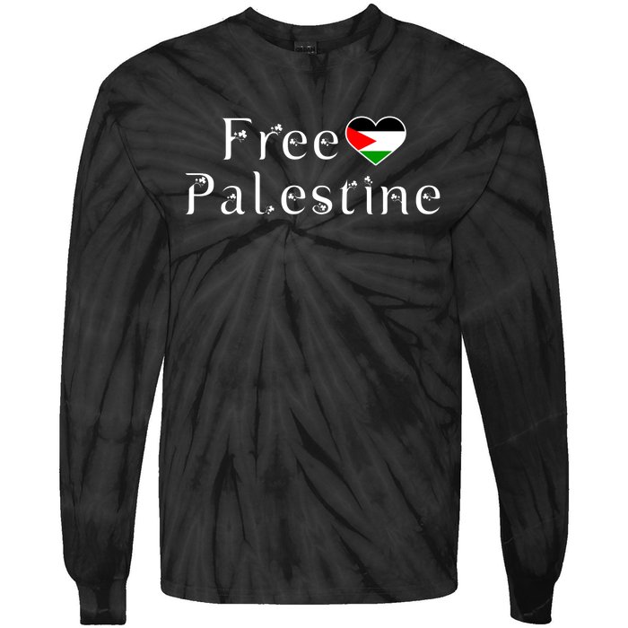 Palestine Free Palestine Free Gaza Heart Tie-Dye Long Sleeve Shirt