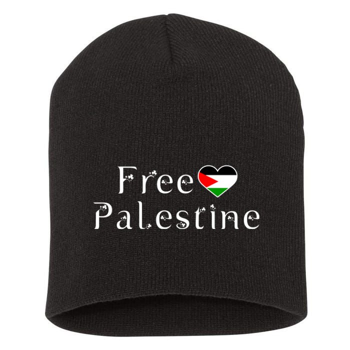 Palestine Free Palestine Free Gaza Heart Short Acrylic Beanie