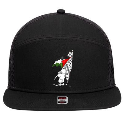 Palestine Free Palestine In Arabic Free Gaza Palestine Strong 7 Panel Mesh Trucker Snapback Hat