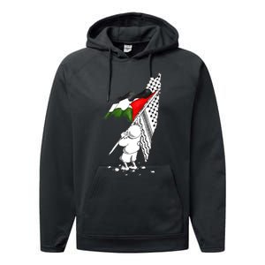 Palestine Free Palestine In Arabic Free Gaza Palestine Strong Performance Fleece Hoodie