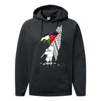 Palestine Free Palestine In Arabic Free Gaza Palestine Strong Performance Fleece Hoodie