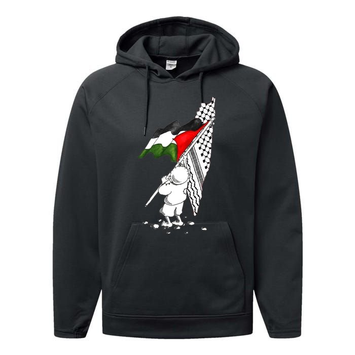 Palestine Free Palestine In Arabic Free Gaza Palestine Strong Performance Fleece Hoodie