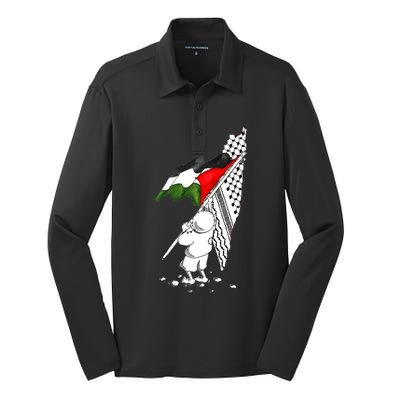 Palestine Free Palestine In Arabic Free Gaza Palestine Strong Silk Touch Performance Long Sleeve Polo