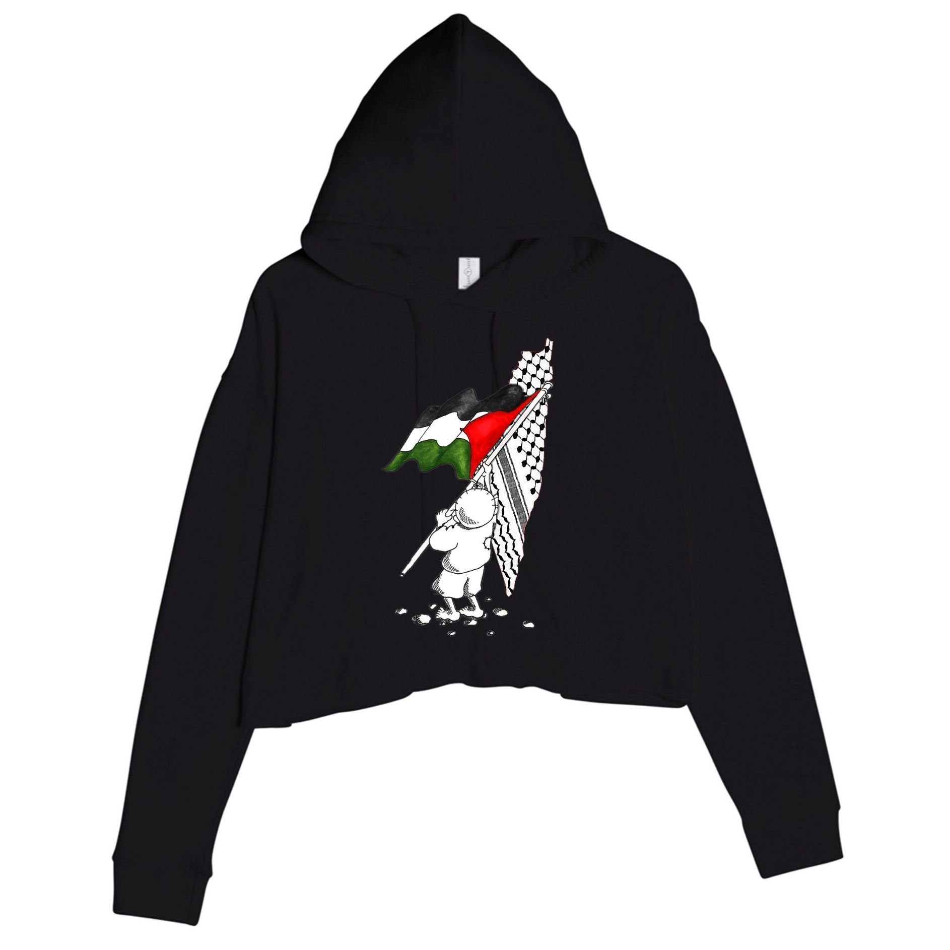 Palestine Free Palestine In Arabic Free Gaza Palestine Strong Crop Fleece Hoodie