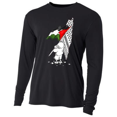 Palestine Free Palestine In Arabic Free Gaza Palestine Strong Cooling Performance Long Sleeve Crew