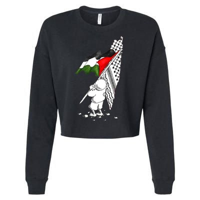 Palestine Free Palestine In Arabic Free Gaza Palestine Strong Cropped Pullover Crew