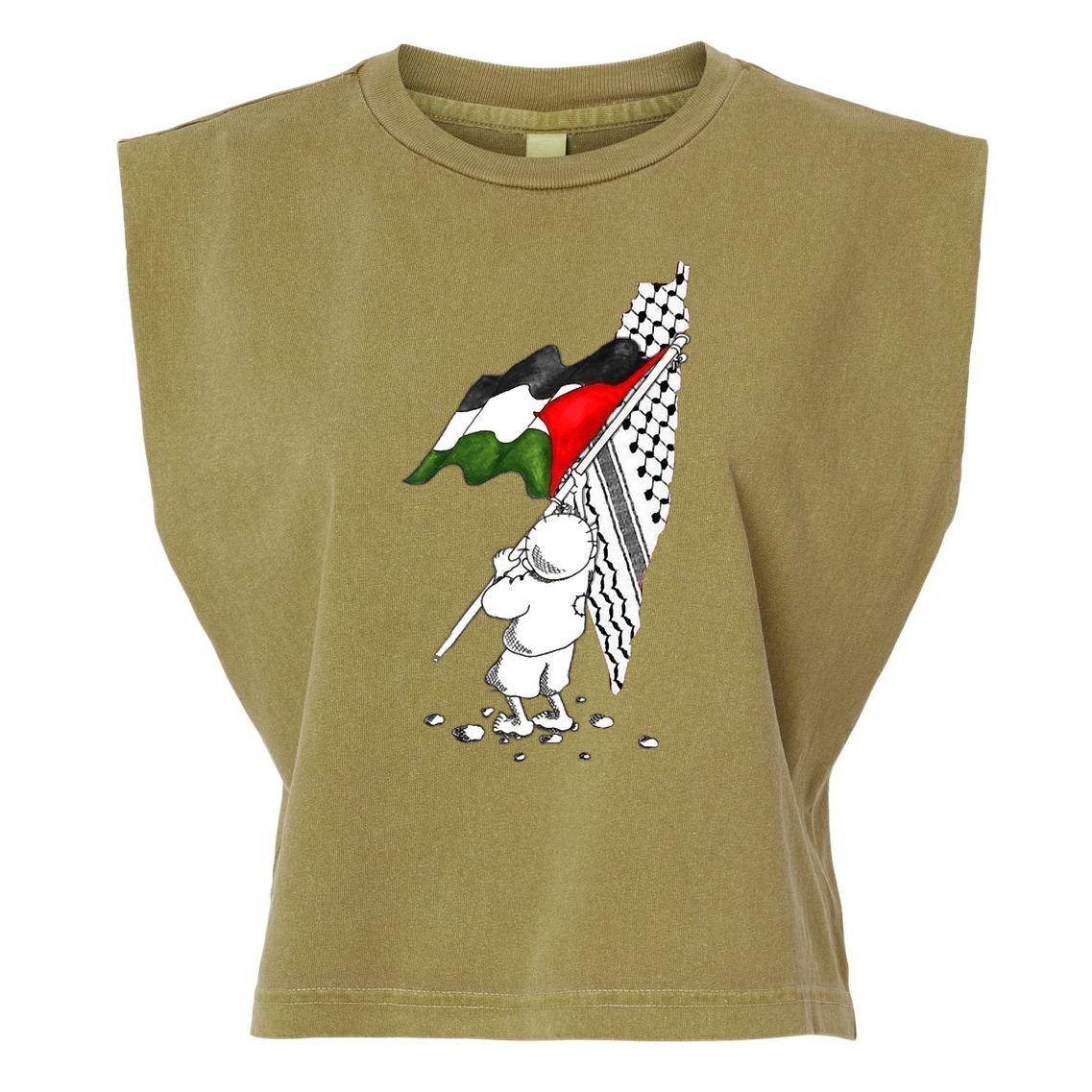 Palestine Free Palestine In Arabic Free Gaza Palestine Strong Garment-Dyed Women's Muscle Tee
