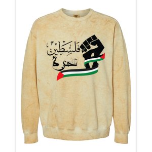 Palestine Free Palestine In Arabic Free Gaza Support Palestine Colorblast Crewneck Sweatshirt