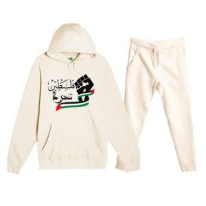 Palestine Free Palestine In Arabic Free Gaza Support Palestine Premium Hooded Sweatsuit Set