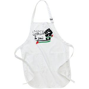 Palestine Free Palestine In Arabic Free Gaza Support Palestine Full-Length Apron With Pockets