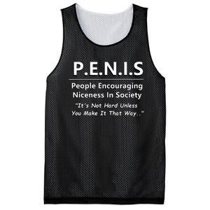 P.E.N.I.S. Funny People Niceness in Society Snarky Design Mesh Reversible Basketball Jersey Tank