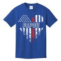 Proud Firefighter Papou American Flag Heart Gift Kids T-Shirt