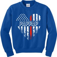 Proud Firefighter Pappap American Flag Heart Gift Kids Sweatshirt