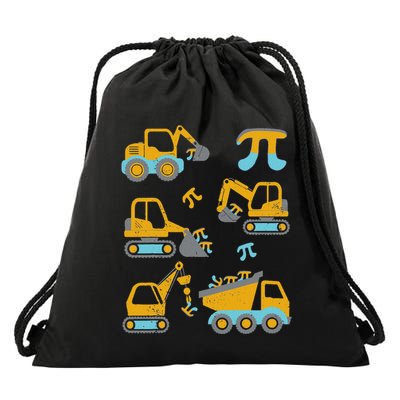 Pi Funny Pi Day 3.14 Construction Trucks Drawstring Bag