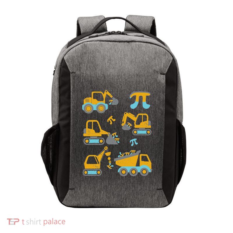 Pi Funny Pi Day 3.14 Construction Trucks Vector Backpack