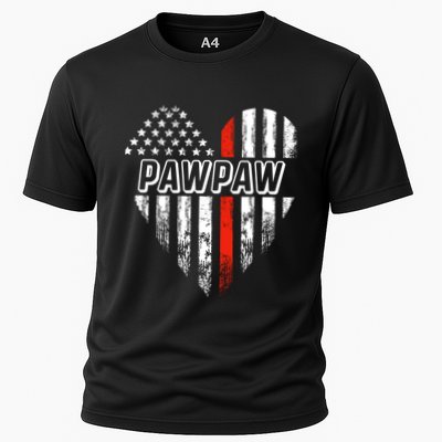 Proud Firefighter Pawpaw American Flag Heart Meaningful Gift Performance Shirt