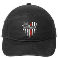 Proud Firefighter Pawpaw American Flag Heart Meaningful Gift 7-Panel Snapback Hat