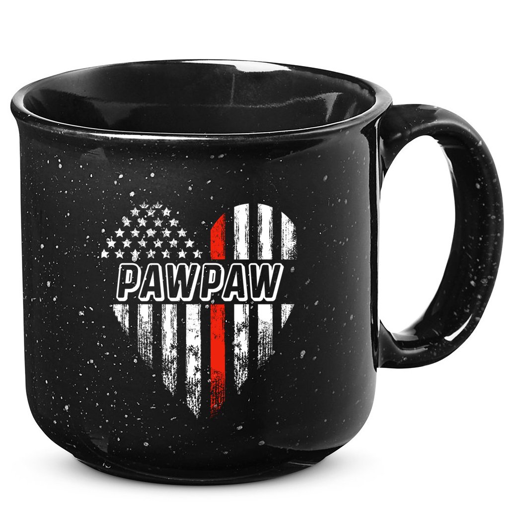 Proud Firefighter Pawpaw American Flag Heart Meaningful Gift 15oz Campfire Ceramic Mug