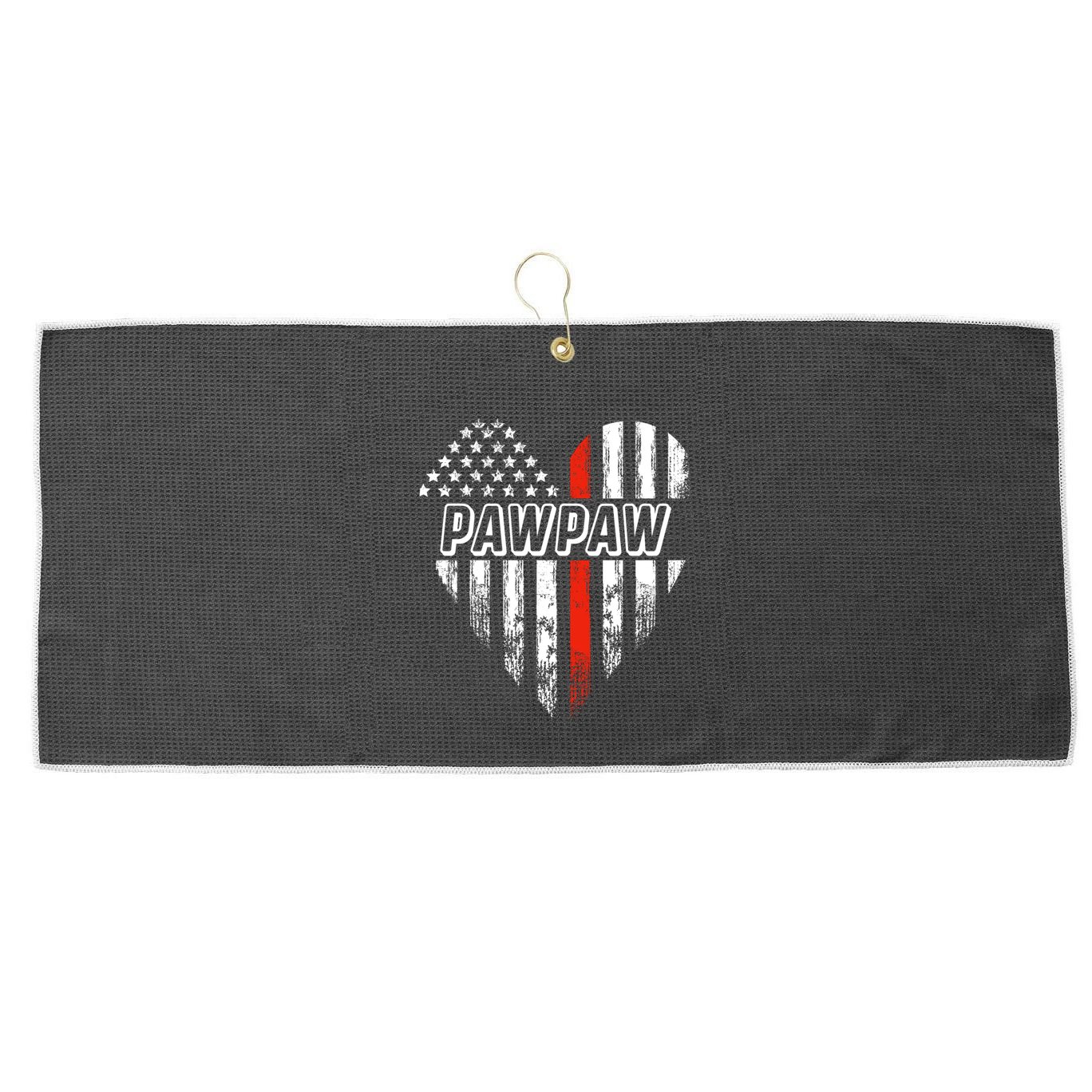 Proud Firefighter Pawpaw American Flag Heart Meaningful Gift Large Microfiber Waffle Golf Towel