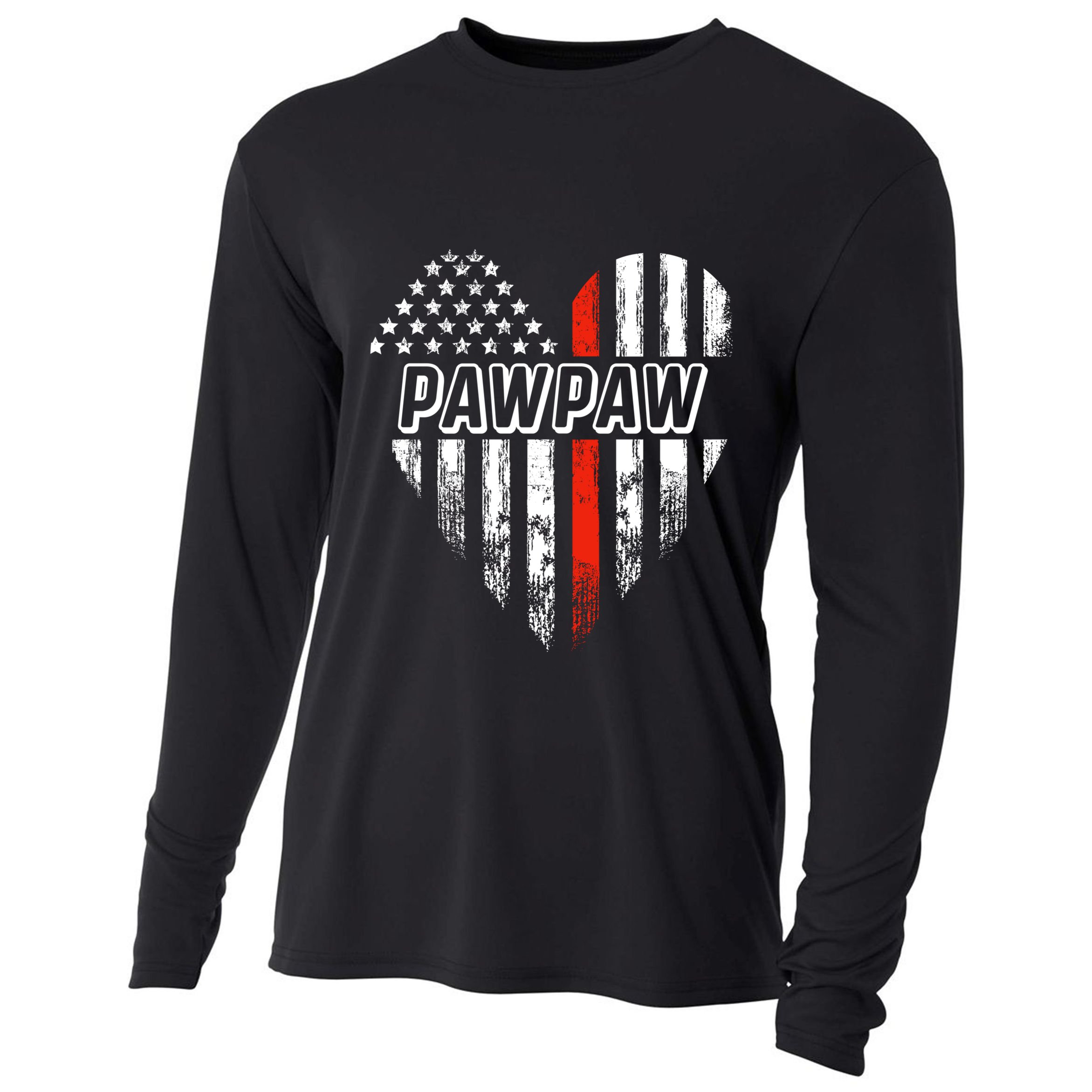 Proud Firefighter Pawpaw American Flag Heart Meaningful Gift Cooling Performance Long Sleeve Crew