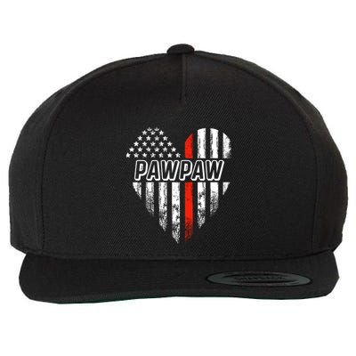 Proud Firefighter Pawpaw American Flag Heart Meaningful Gift Wool Snapback Cap