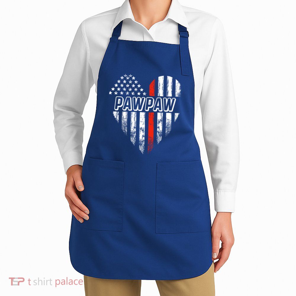 Proud Firefighter Pawpaw American Flag Heart Meaningful Gift Apron