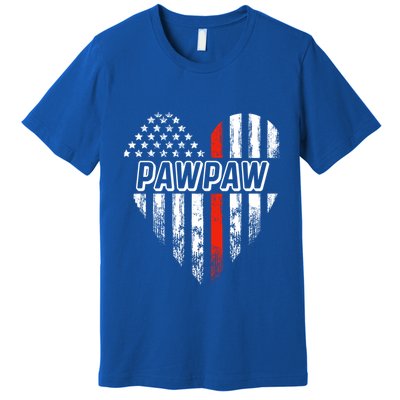 Proud Firefighter Pawpaw American Flag Heart Meaningful Gift Premium T-Shirt