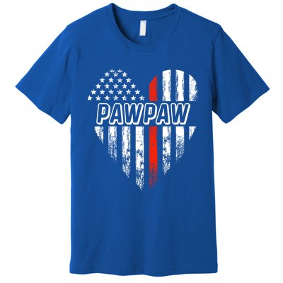 Proud Firefighter Pawpaw American Flag Heart Meaningful Gift Premium T-Shirt