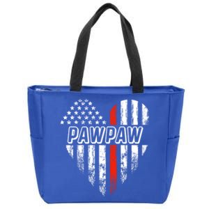 Proud Firefighter Pawpaw American Flag Heart Meaningful Gift Zip Tote Bag