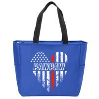 Proud Firefighter Pawpaw American Flag Heart Meaningful Gift Zip Tote Bag