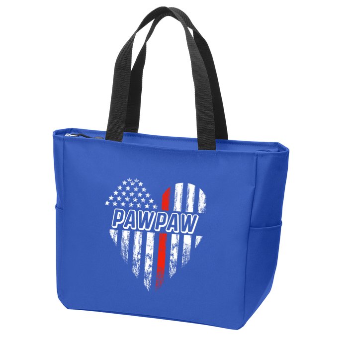 Proud Firefighter Pawpaw American Flag Heart Meaningful Gift Zip Tote Bag