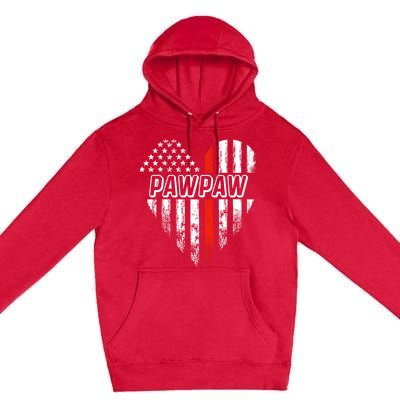 Proud Firefighter Pawpaw American Flag Heart Meaningful Gift Premium Pullover Hoodie