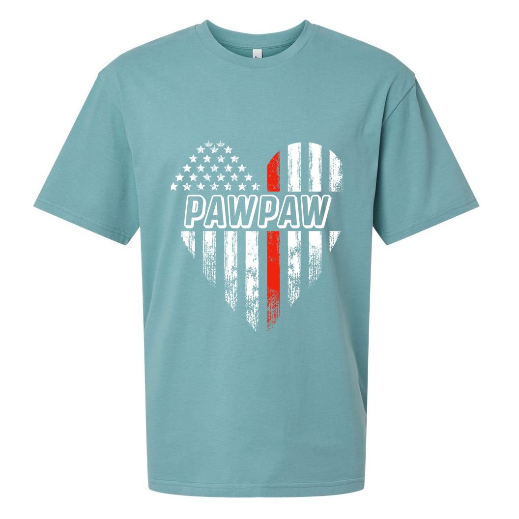 Proud Firefighter Pawpaw American Flag Heart Meaningful Gift Sueded Cloud Jersey T-Shirt