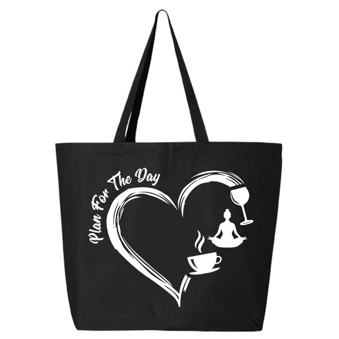 Pbg7 Funny Plan For A Day Coffee Wine Yoga Alcohol Lover Cool Gift 25L Jumbo Tote