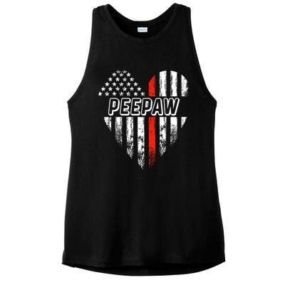 Proud Firefighter Peepaw American Flag Heart Great Gift Ladies PosiCharge Tri-Blend Wicking Tank