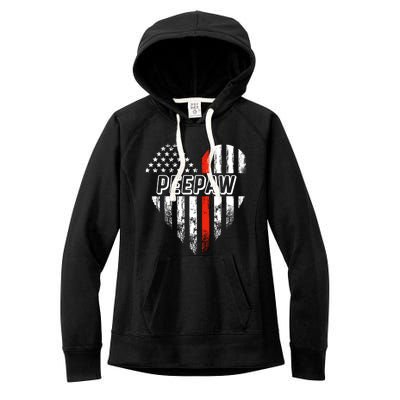 Proud Firefighter Peepaw American Flag Heart Great Gift Women's Fleece Hoodie