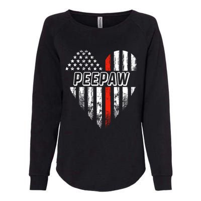 Proud Firefighter Peepaw American Flag Heart Great Gift Womens California Wash Sweatshirt