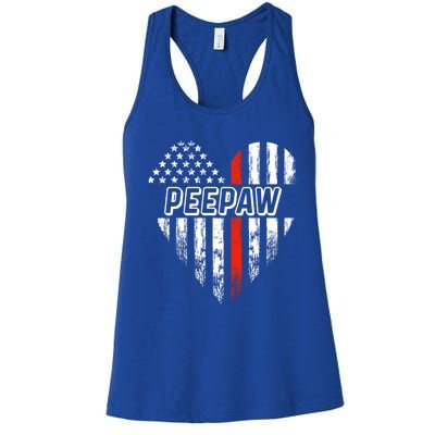 Proud Firefighter Peepaw American Flag Heart Great Gift Women's Racerback Tank