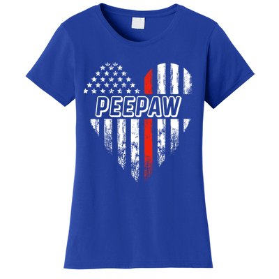 Proud Firefighter Peepaw American Flag Heart Great Gift Women's T-Shirt