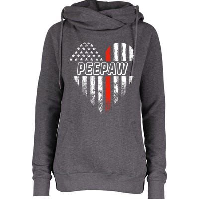 Proud Firefighter Peepaw American Flag Heart Great Gift Womens Funnel Neck Pullover Hood