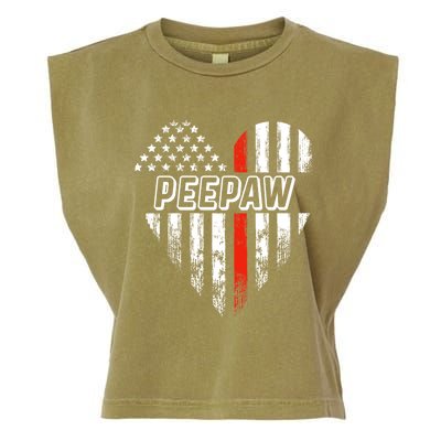 Proud Firefighter Peepaw American Flag Heart Great Gift Garment-Dyed Women's Muscle Tee